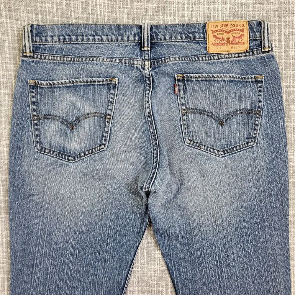 Levi's 511 Slim Fit Mid Rise Jeans Rugged Weight Blue Men's Tag 36x30 SEE DESC